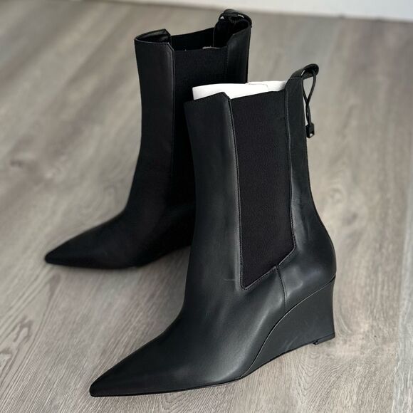 ZARA Zara Leather Wedge Ankle Boots - Picture 5 of 7